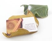 Business card holder - yellow poplar leaf - golden rod or emerald