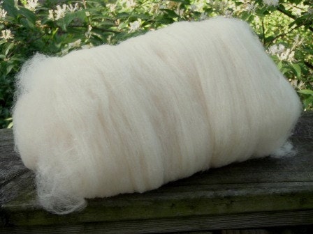 Ecru Batt--Wet or Needle Felting or Hand Spinning--1 Ounce--Plant Dyed Domestic Wool