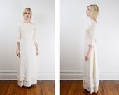 1960s Boat Neck White Wedding Dress - XS As Is