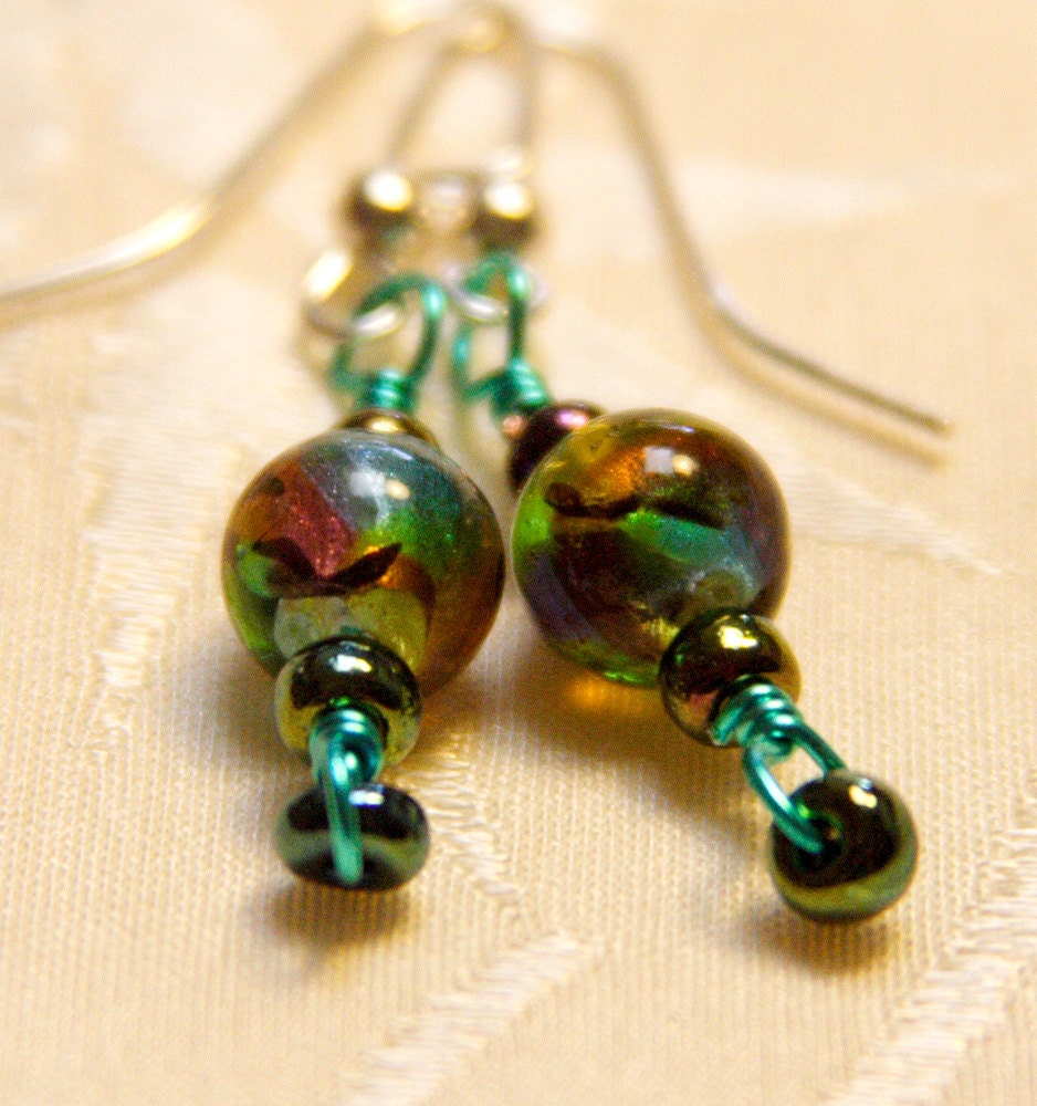 Aqua Rainbow Dangle Earrings