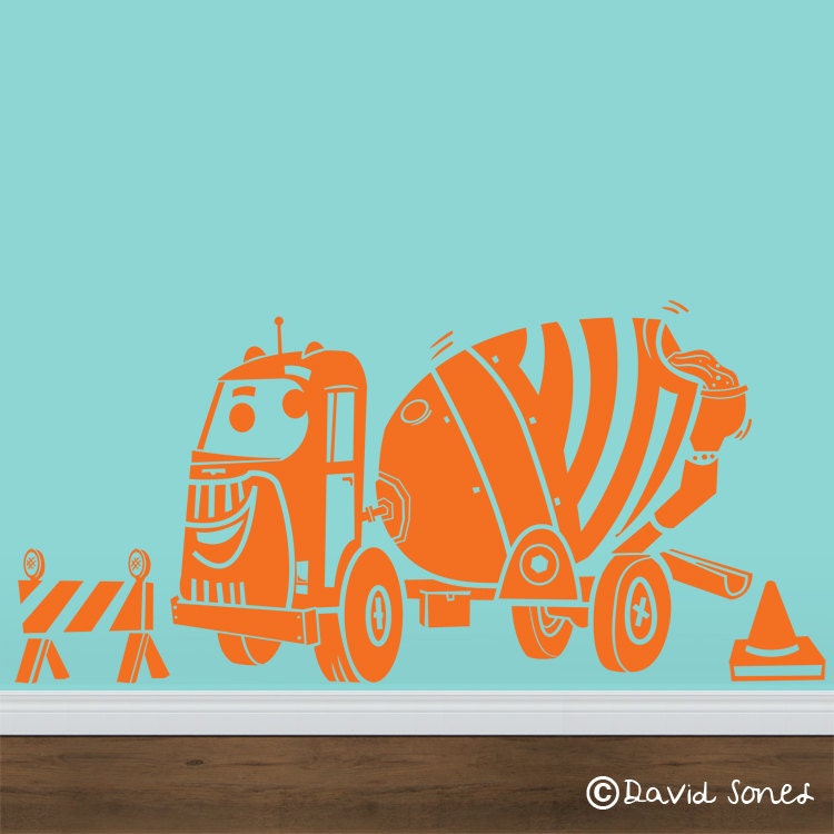 Spinning Cement Truck Cartoon Decal