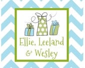 Chevron Gift Boxes Sticker, Enclosure Card, Book Plate, or Address Label Set