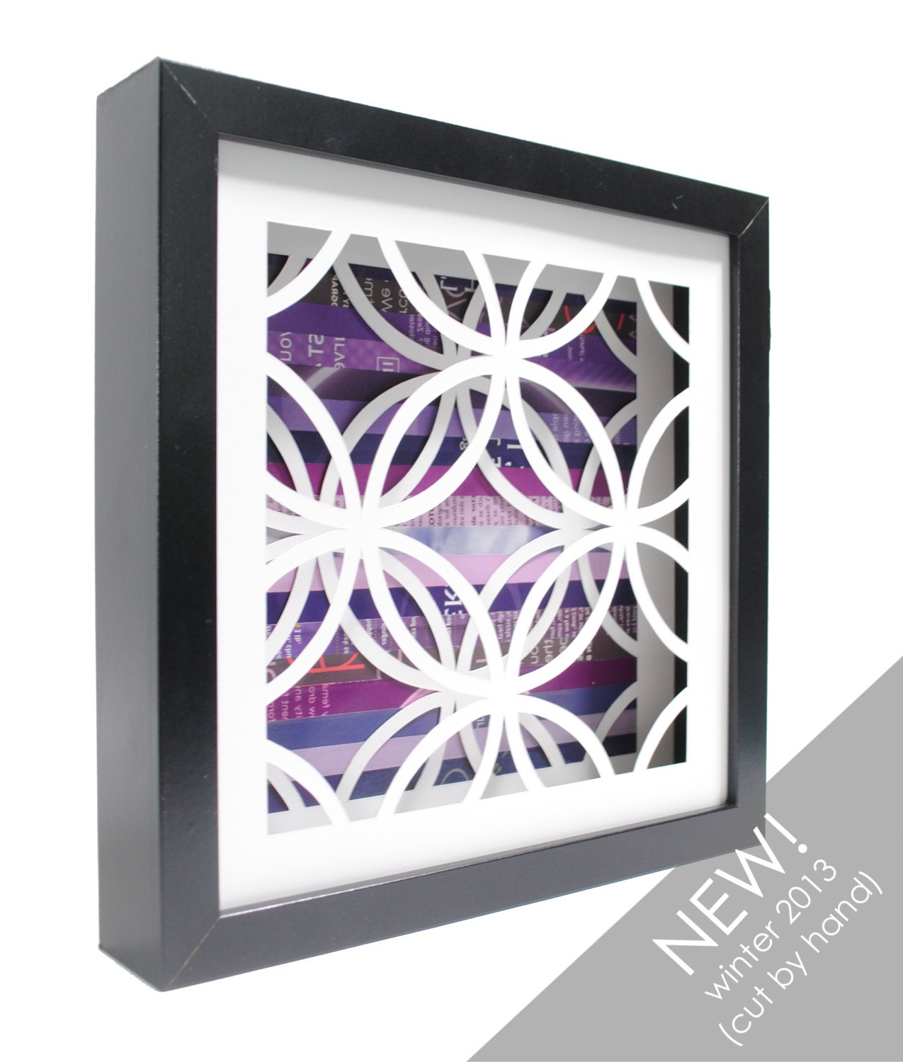 circles pattern shadowbox- made from recycled magazines, modern, pattern, circular