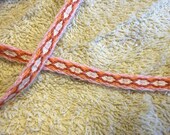 Cotton/Wool Tabletwoven Trim - 1 yard - Pink, Orange, White