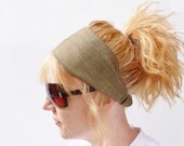 Womens Headband - Olive Green Irish Linen