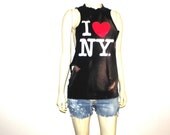 I heart NY distressed shredded tank size s/m