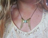 Cicada Green - Hand crafted Brass Necklace - Peruvian Opal Stone Necklace - Artisan Tangleweeds Jewelry