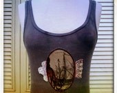 SALE upcycled indie grunge girl kraken patch tank tshirt S M L