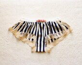 Navy Striped Chiffon Sleep Boxer/style SHIMASHIMA (made to order)