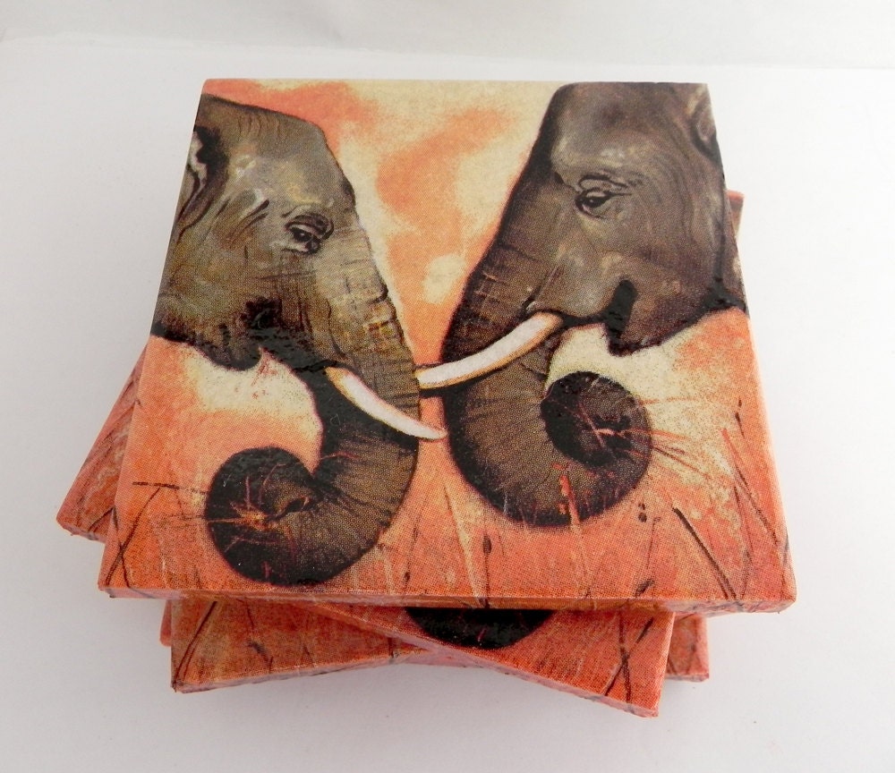 Elephants Ceramic Coasters