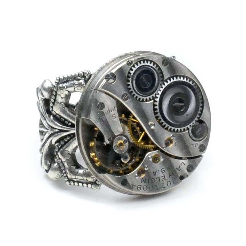 Petite Margeaux - 1917 Elgin Watch Steampunk Ring