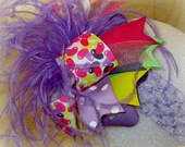 Easter Boutique Over the Top Hair Bow Ostrich Feather Pageant Party Hairbow Purple Jelly Bean Large Feathers Matching Headband Included