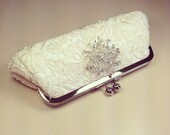 Cream Lace Bridal Clutch - READY TO SHIP - happily ever after