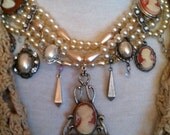 Pearl and Cameo Vintage Marie Antoinette style necklace