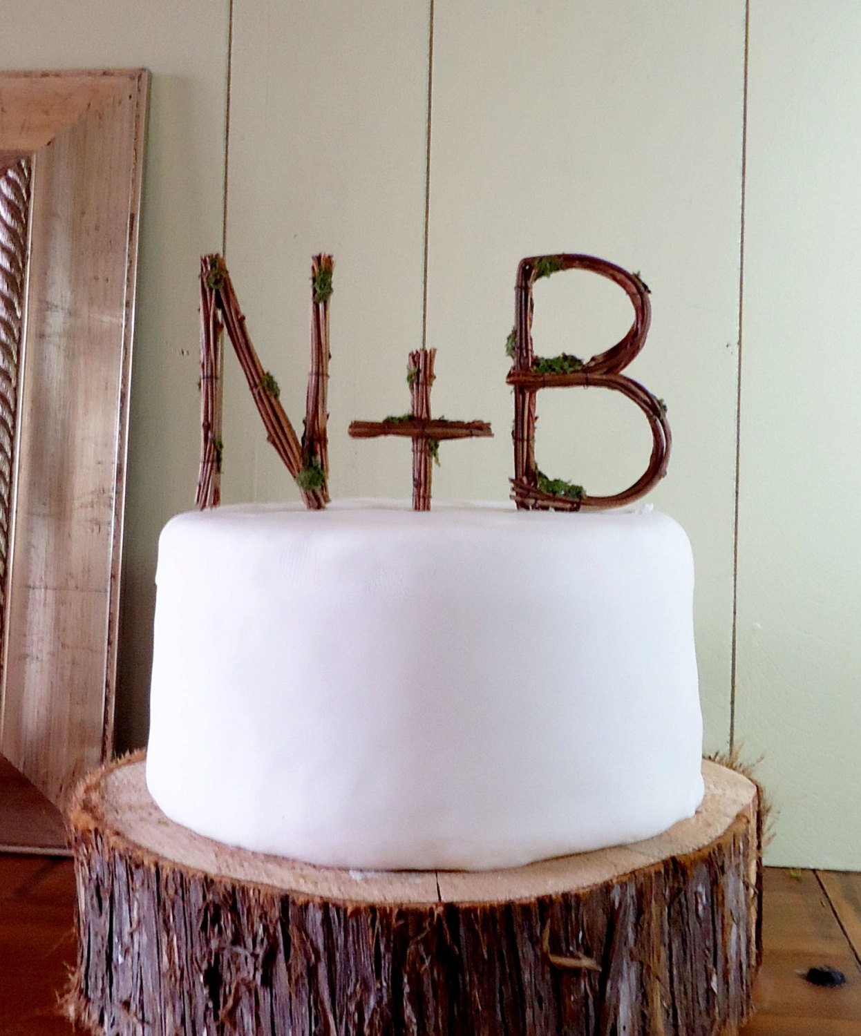 Rustic Wedding Cake Topper - Any Two Vine Letters with Plus Sign