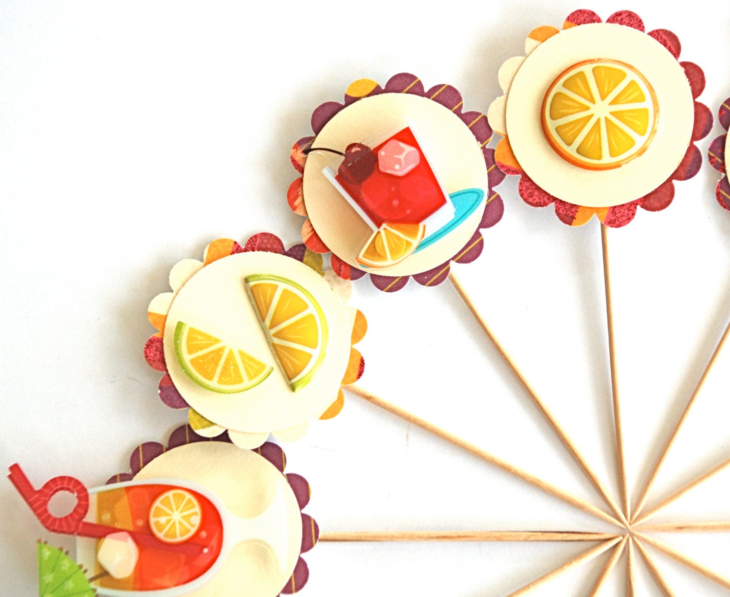 It's Time for Summer Cocktail Cupcake Toppers