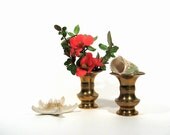 Brass Bud Vase Pair Small Vintage Display Stand