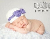 Baby Girl, Crochet Baby Hat, Bow, Bow Tie Hat, Beanie, Baby Girl Bow Hat, Customize color