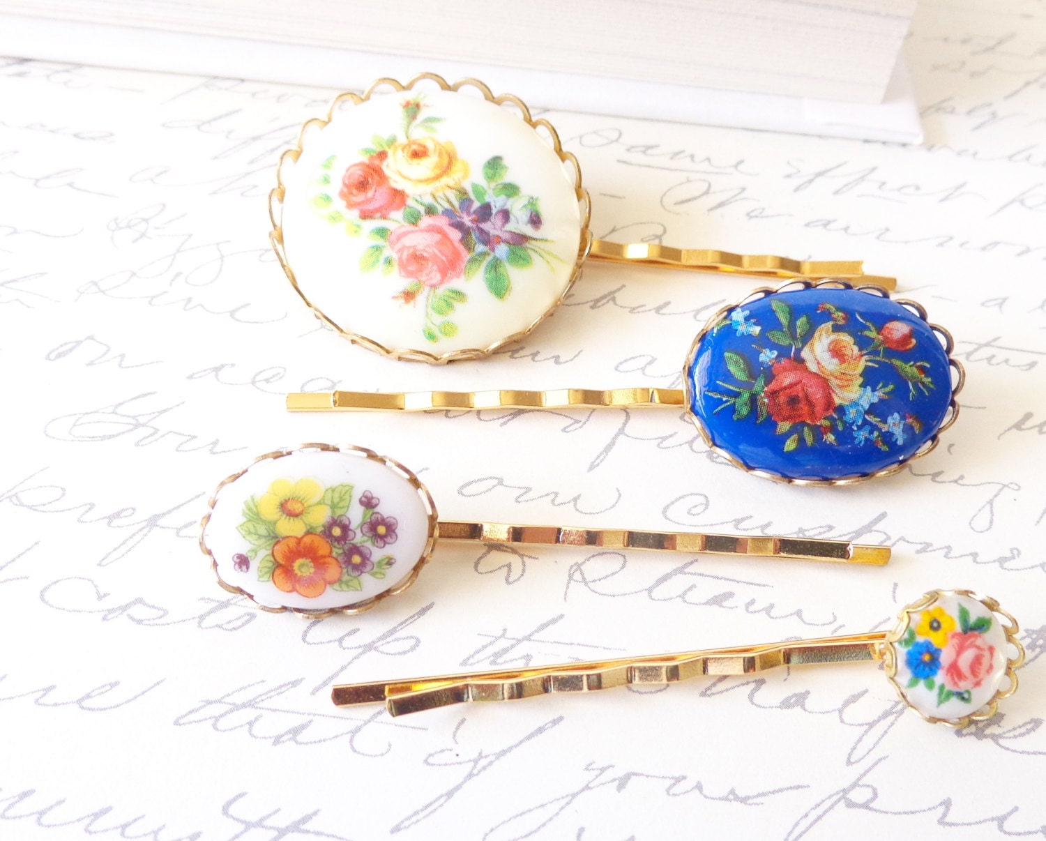 As Seen In Smitten Magazine - On The Vine - Vintage Cameo Hair Pin Set - Bobby Pin