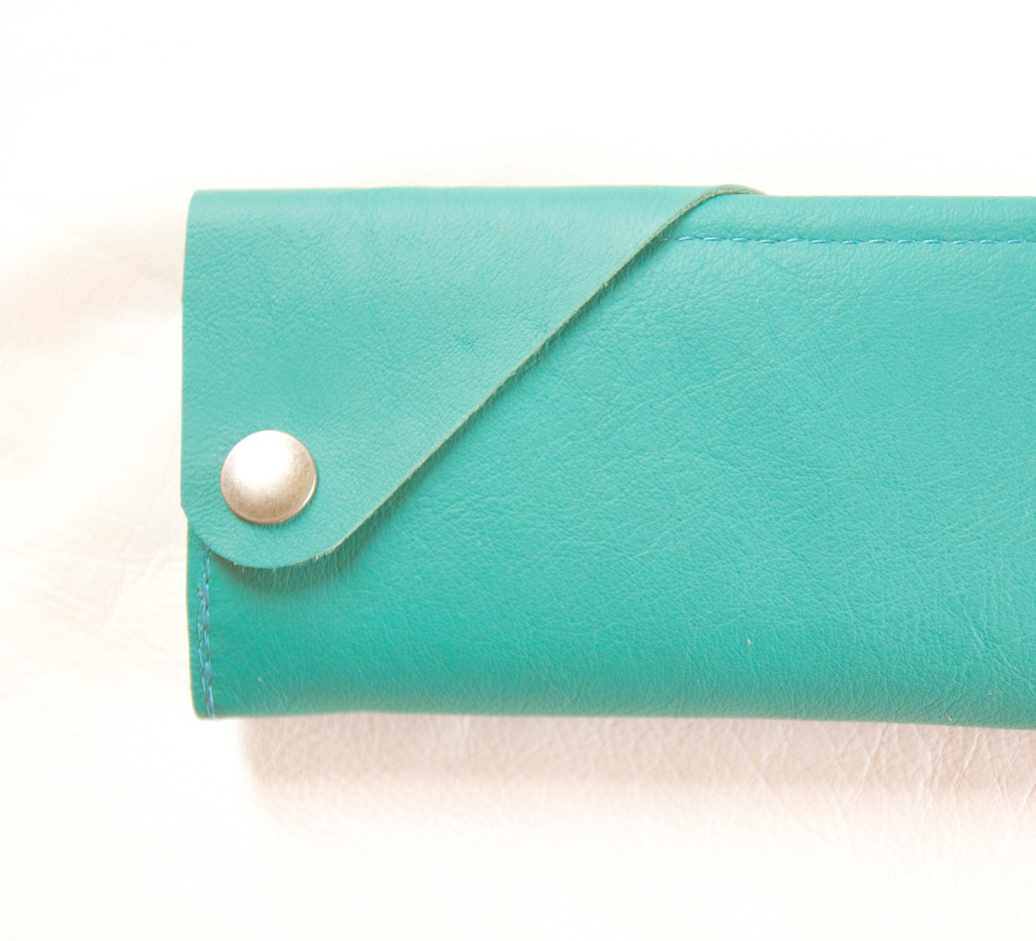 Leather Wrap Wallet in Jade Green