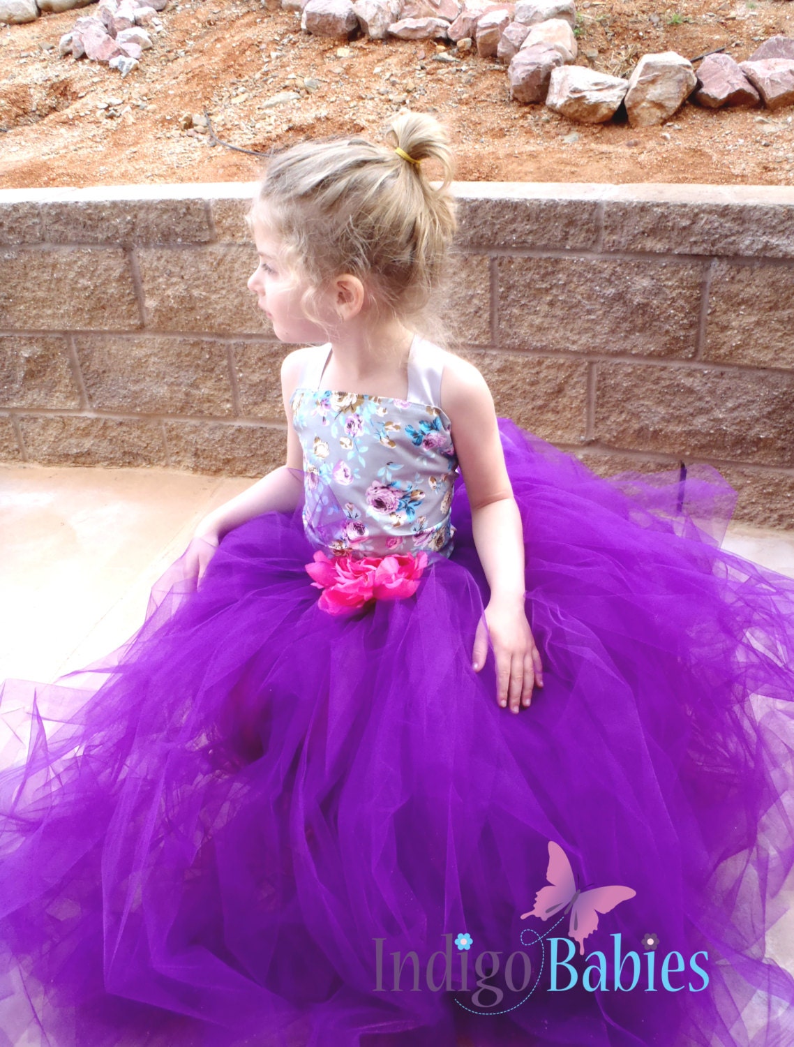 Flower Girl Dress, Weddings, Tutu Dress, Silver Gray Floral Top, Plum Tutu, Reception, Pink Flower, Ballerina, Bridesmaids Tutu, Wedding