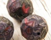 ONLY ONES Black Galaxy polymer clay faceted cane beads - set of 3 beads (ready to ship)