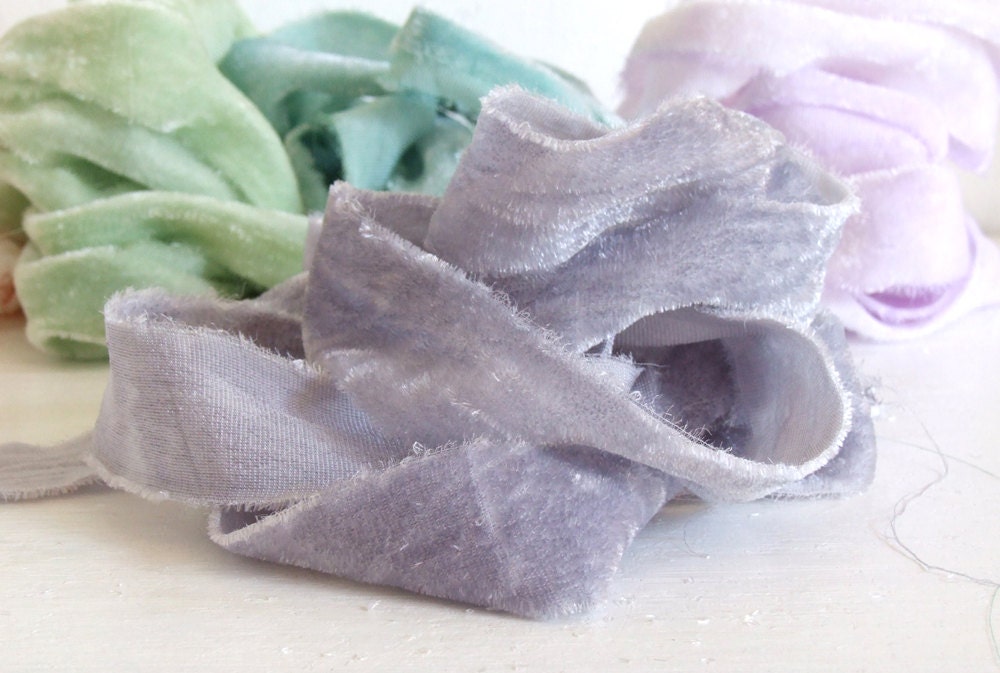 Velvet Tatters Ribbon - Hand Dyed - 1" - 2 yds