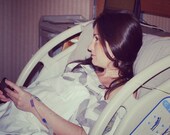 Maternity Hospital Delivery Gown in Gray Chevron - Super Soft - Ready to Ship
