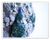 The Royal Bird // Felted Hand Embroidered Merino Wool Clutch Purse Wearable Art OOAK