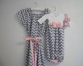Boutique Gray Chevron Maternity and Delivery Gown Set sizes s-xl comes with matching Infant Gown Set great for coming home outfit
