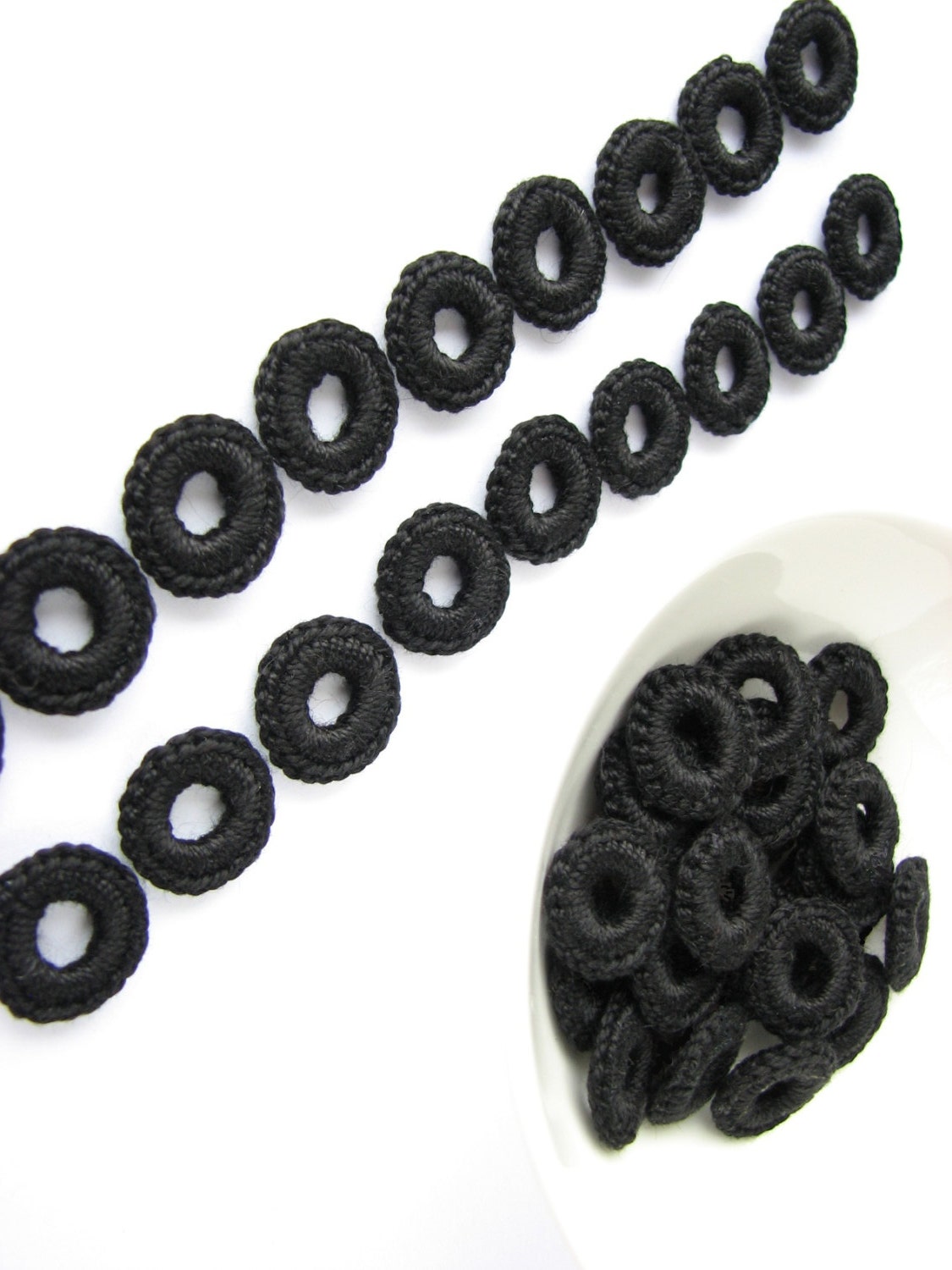 Black crochet  hoops / circles