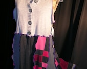 UPCYCLED VEST     Patchwork button down woman medium