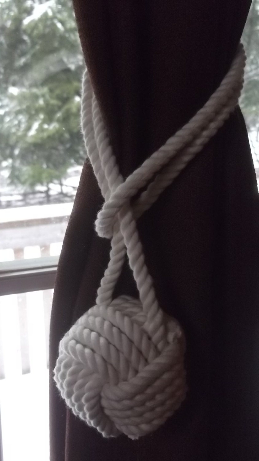 Nautical Home Decor - Set of 5 cotton rope curtain tie backs - Nautical Decor