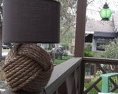 Nautical home decor - One nautical style rope lamp with brown shade - nautical decor for your home, cottage, cabin or boat house