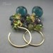 Gemstone cluster earrings, gold wires, wedding jewelry, blue dangle earring, green, purple