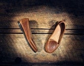 Handcrafted Women's Laceless LOAFERS - Tan Horween Cowhide - Custom Monogram - Custom Made To Order