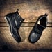Handcrafted HIGHTOP Boat Shoes - Matte Black Horween Cowhide with Etched Pistols - Black Cuff - CUSTOM Made to Order