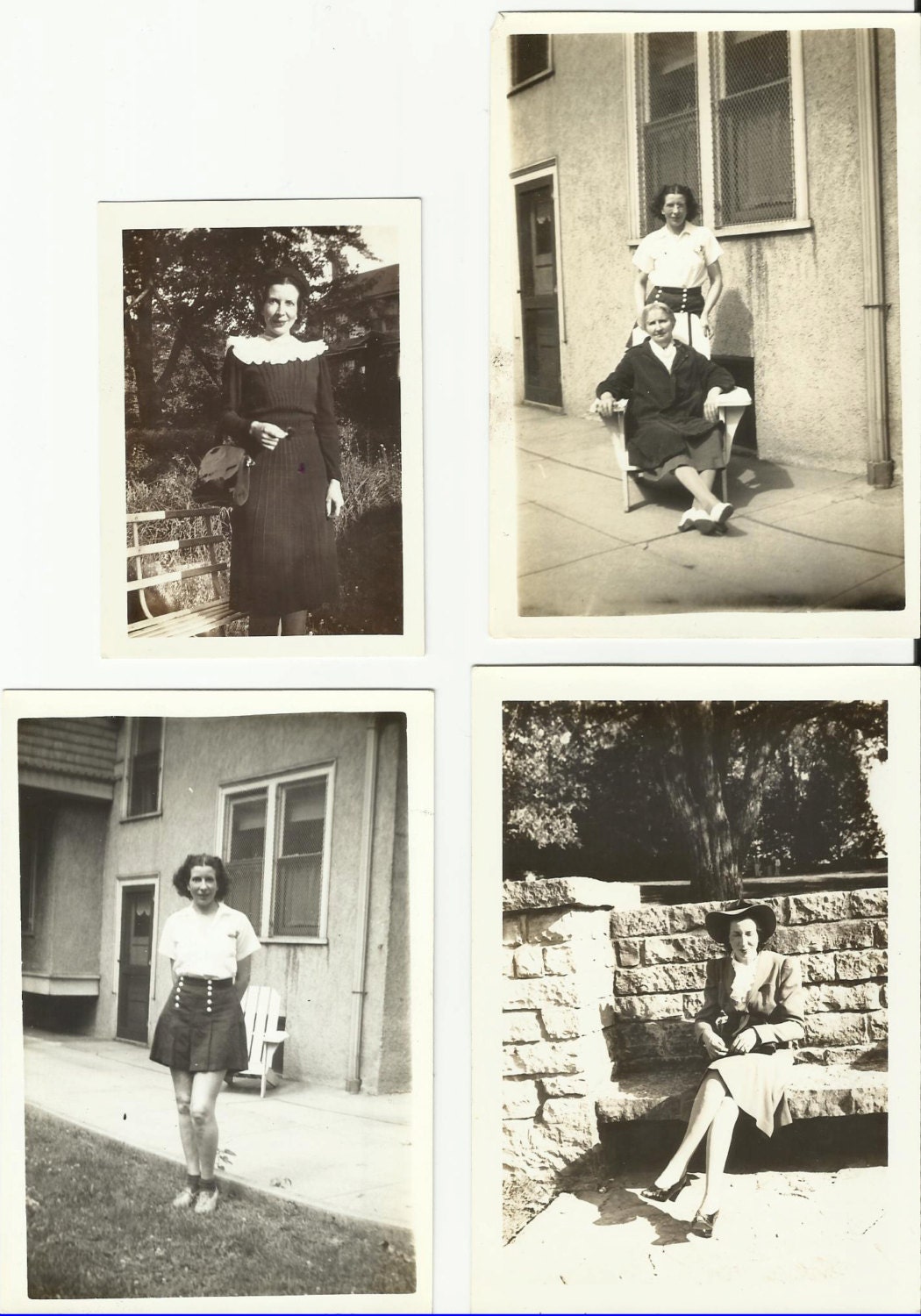 Vintage Photos Negatives 1940s Woman Culottes Grandma Noses