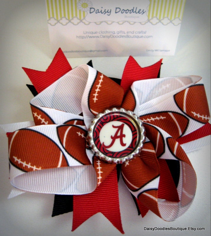 Alabama football bottle cap hairbow
