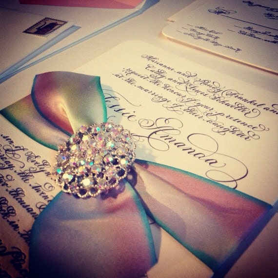 Wedding Calligraphy Invitation Letterpress on Duplex Love No.2  "Donwell Abbey"