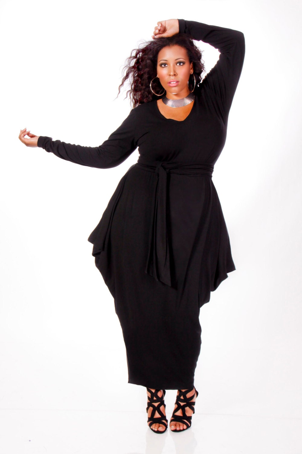 JIBRI Plus Size Dawn Maxi w Hip Detail