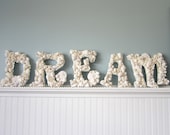 5pc Beach Decor Seashell Letters - Nautical Decor Shell Letters Spell DREAM in White or Natural