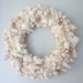Beach Decor Seashell Wreath - Shell Wreath w Starfish - Elegant All White, 12inch