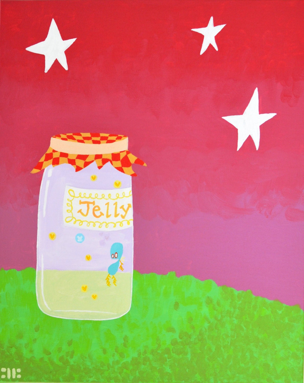 Lightning Bug in Jar // original painting 16x20