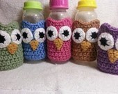 Crochet Owl Baby Bottle Cozy Sleeve - Choose From 5 Colors - Perfect Baby Gift