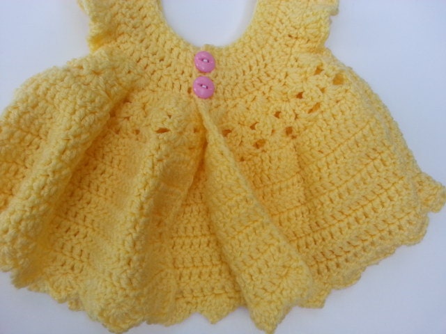 Open Front Crochet Pinafore - Baby Girl Tunic - From 6-24 Plus Months - Choose Color - Made to Order