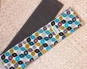 Camera Strap Cover, DSLR Camera, SLR Camera (Padding and Lens Cap Pocket ) - Tick Tock and Houndstooth