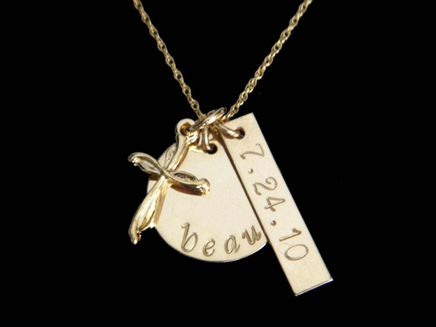 SALE - Personalized Bapitsm or Confirmation Gold Necklace  - Custom Hand Stamped