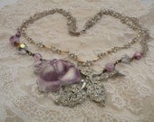 WILLOW vintage assemblage necklace fresh shabby chic spring lilac rose summer mothers unusual unique ooak