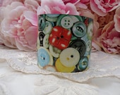 BUTTONS vintage assemblage bracelet tin cuff rustic summer may shabby chic june
